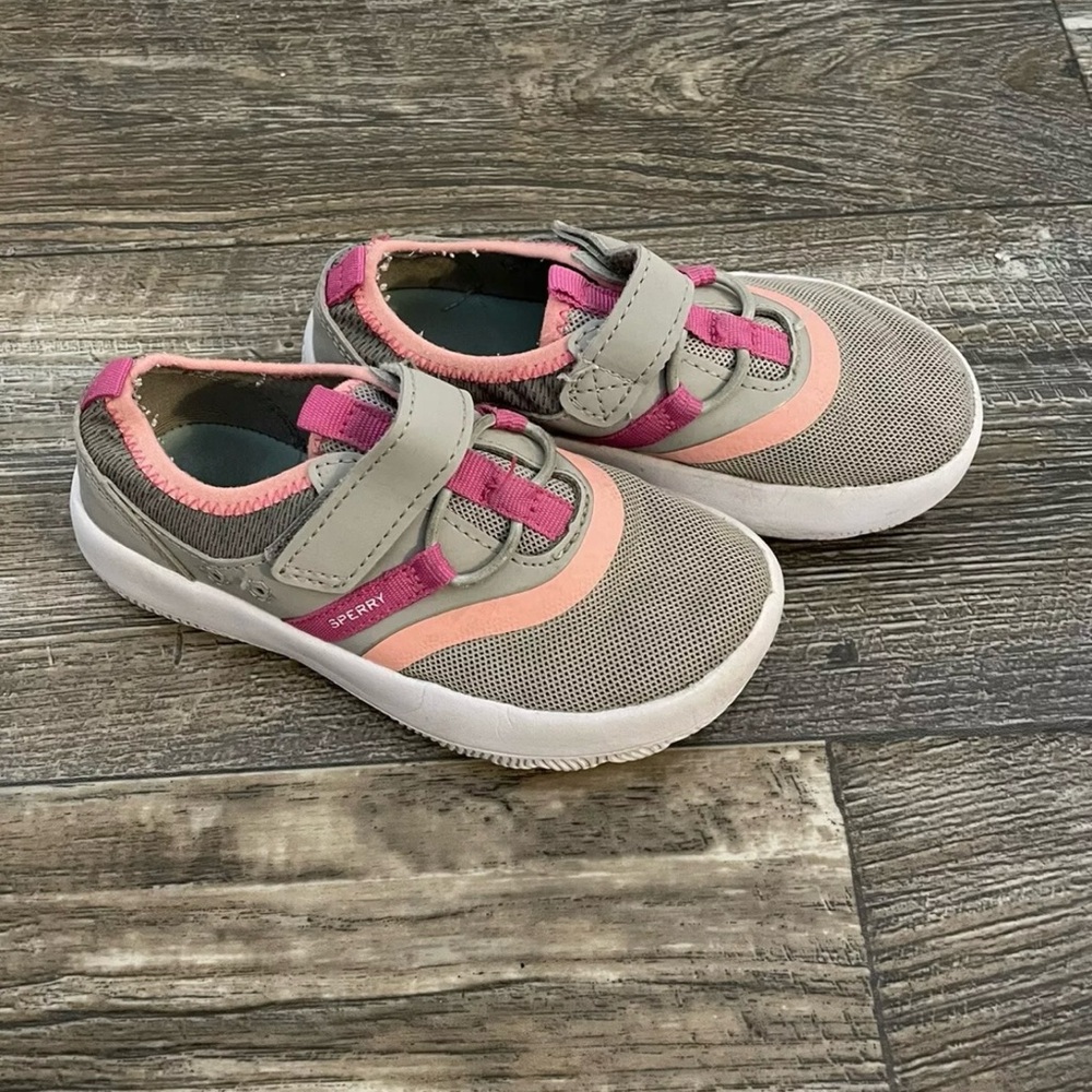 Sperry Pink and Gray Toddler Girl Sneakers Size 9